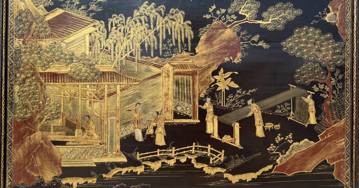 A Chinese Chinoiserie Export Gilt Lacquer Picture Panel for SALE