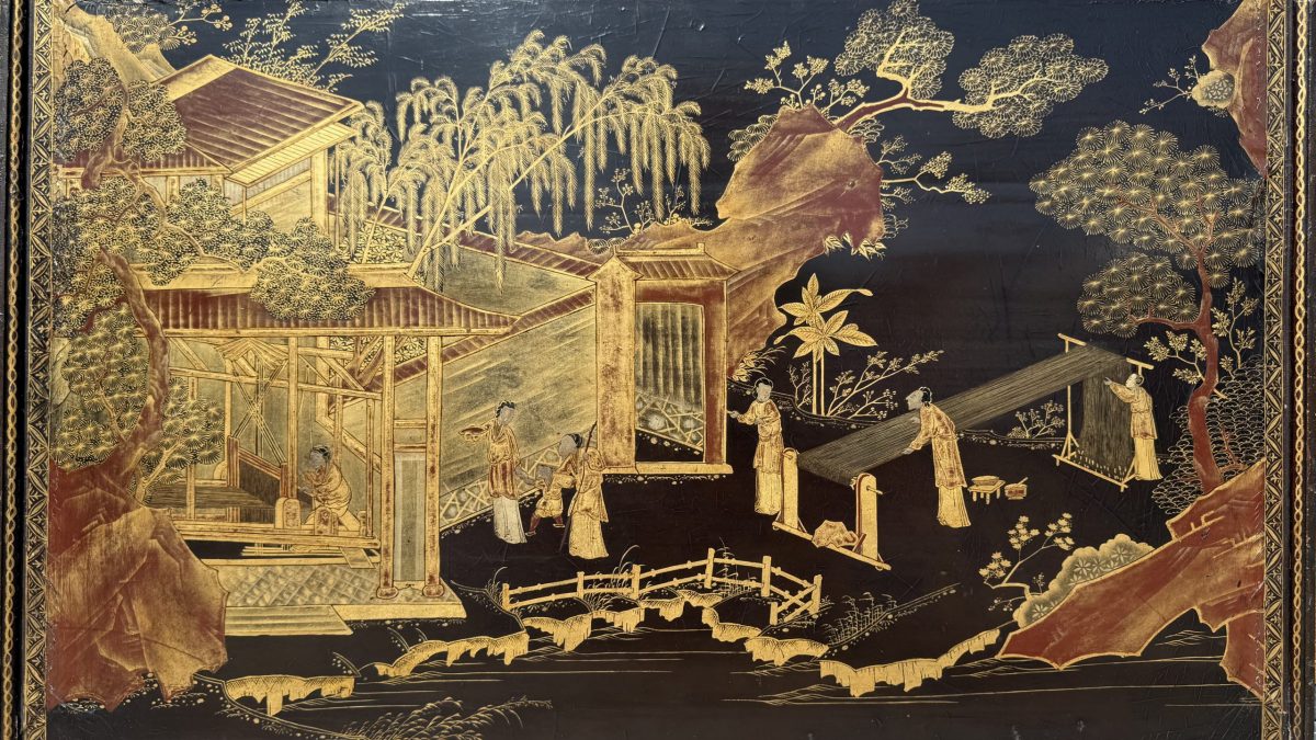 A Chinese Chinoiserie Export Gilt Lacquer Picture Panel for SALE